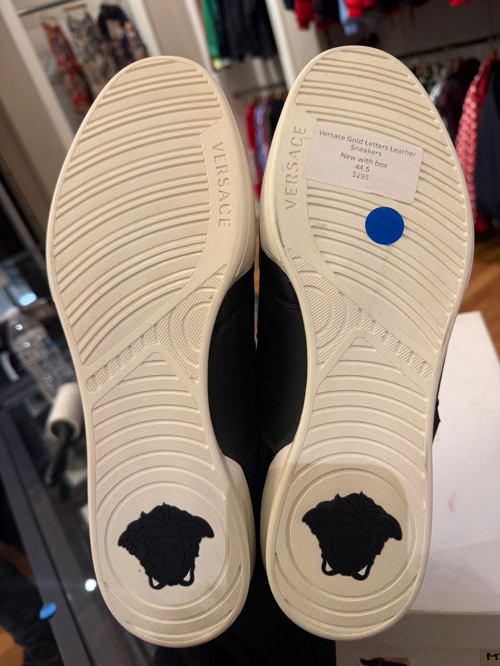 Versace Gold Letters Leather Sneakers