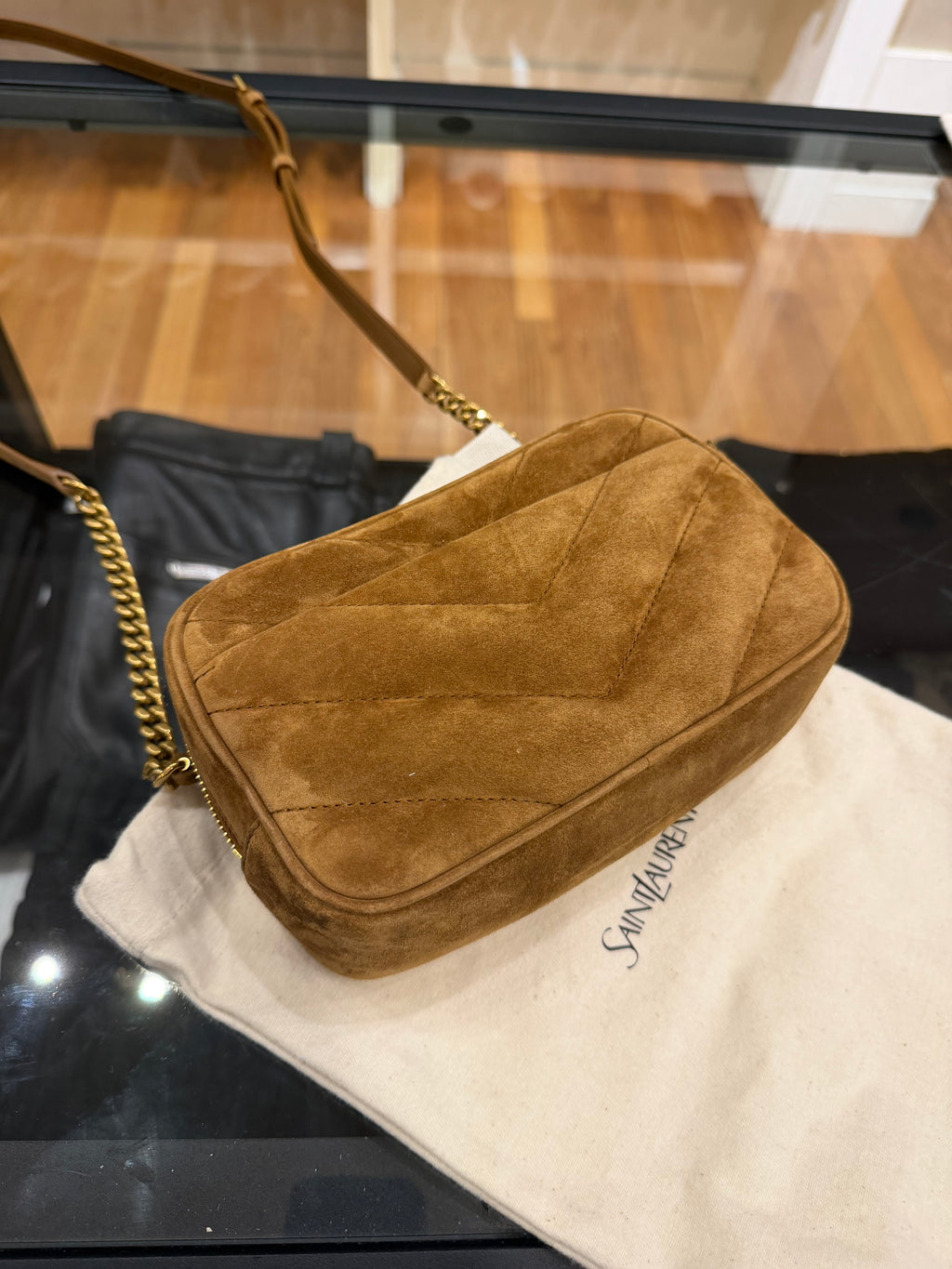 Saint Laurent LouLou Camera Bag Suede - Caramel
