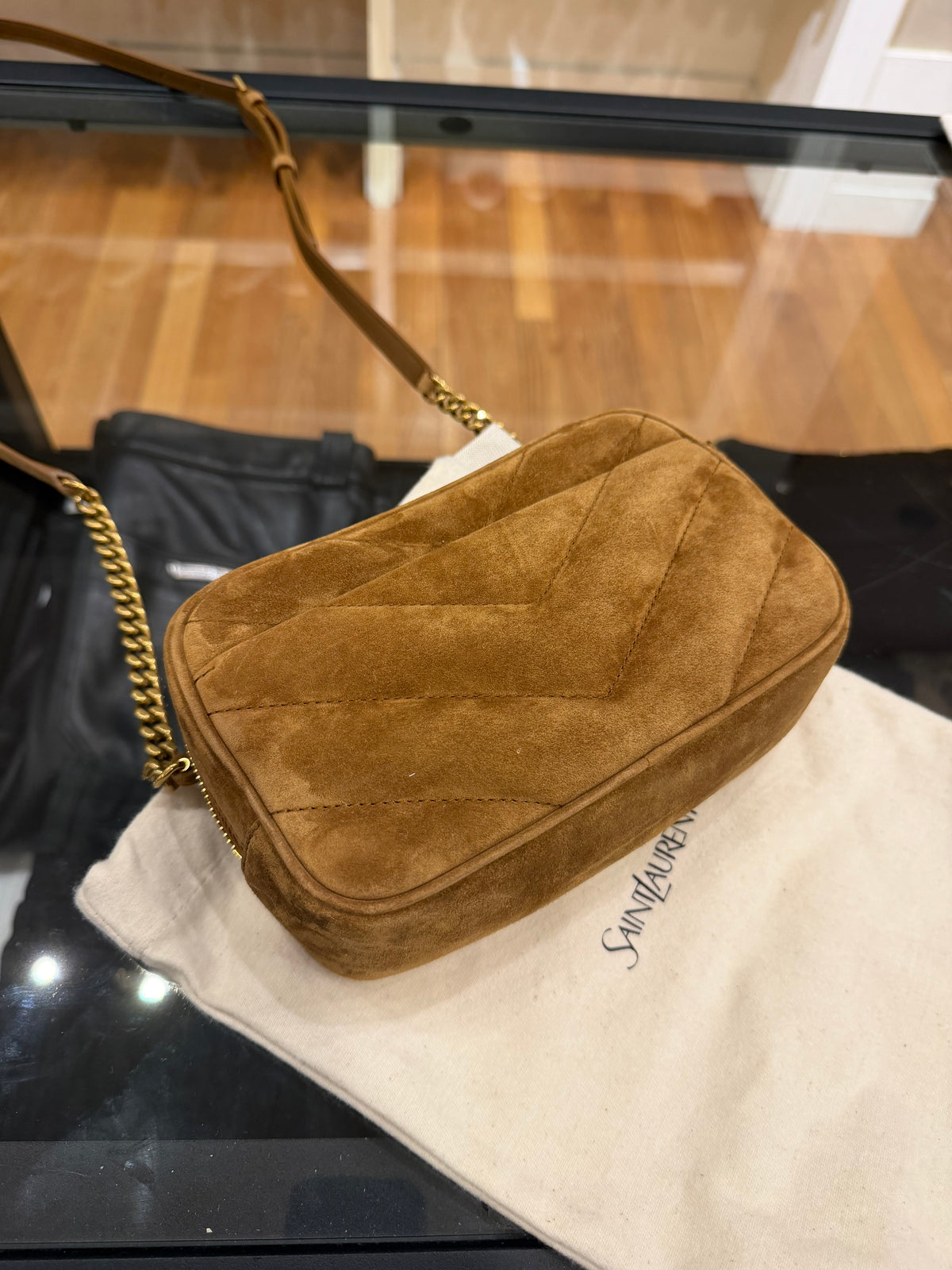 Saint Laurent LouLou Camera Bag Suede - Caramel