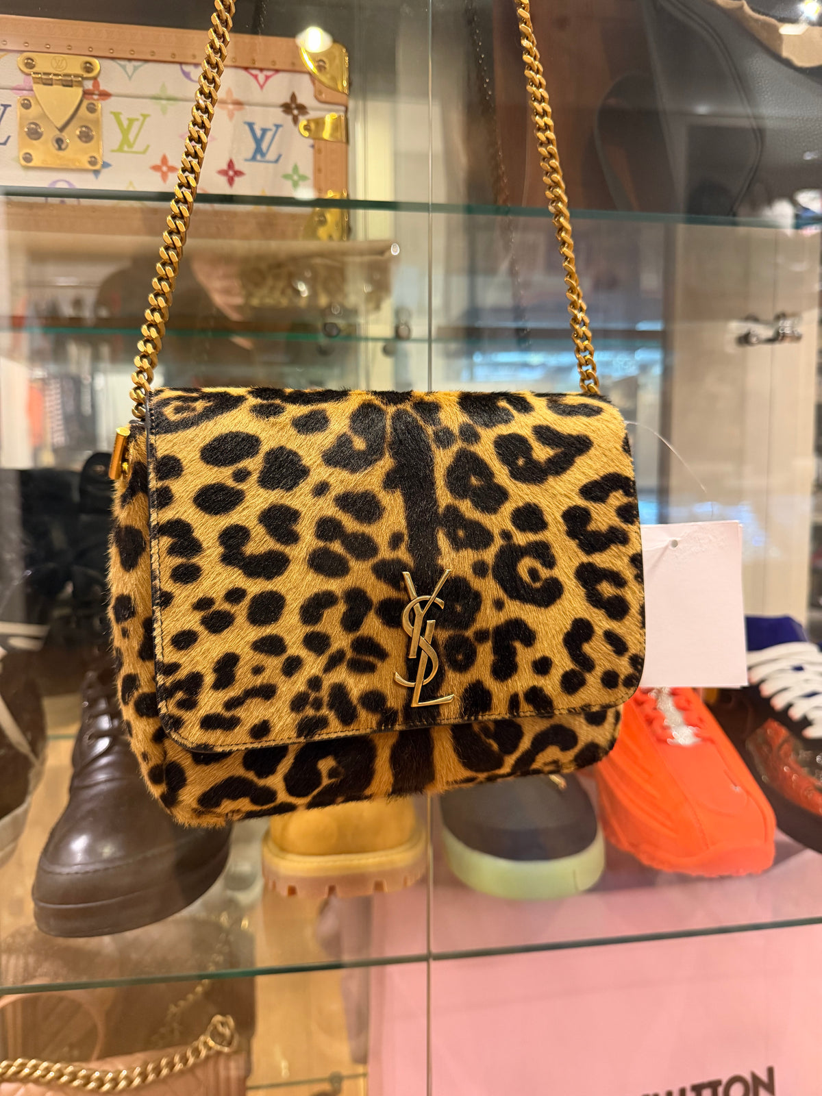 Saint Laurent Kate Leopard Pony Hair Crossbody Bag