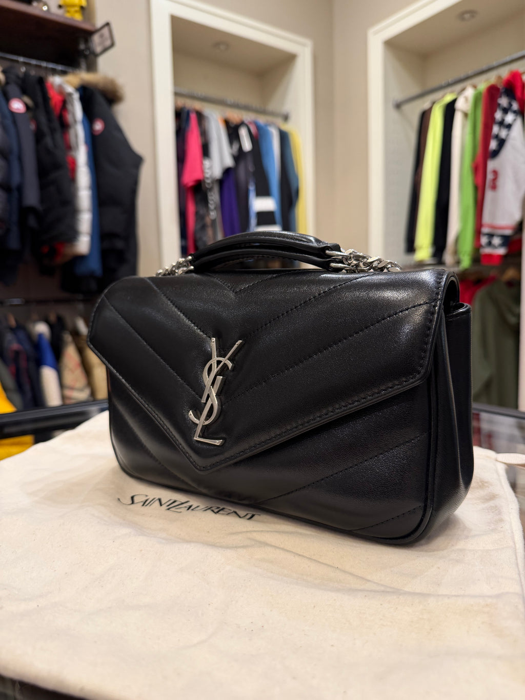 Saint Laurent LouLou Small in Matelassé Lambskin - Black