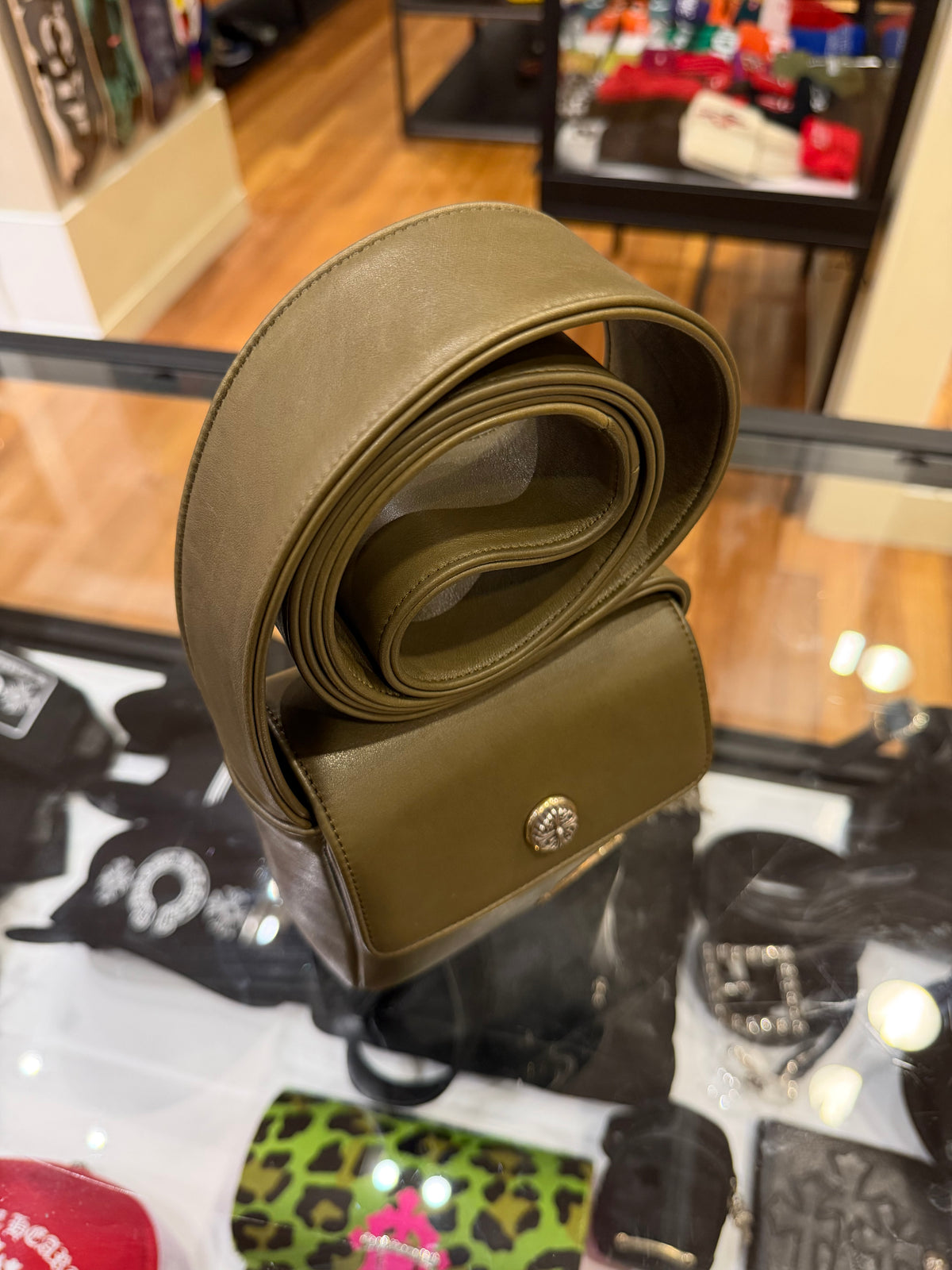 Chrome Hearts Hot Pot Leather Shoulder Bag - Olive