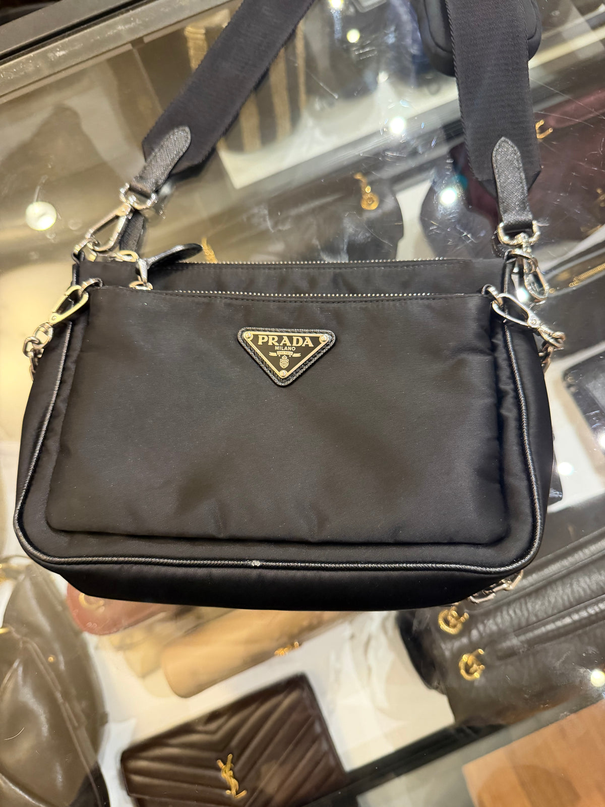 Prada Re-Nylon and Saffiano Mini Shoulder Bag - Black