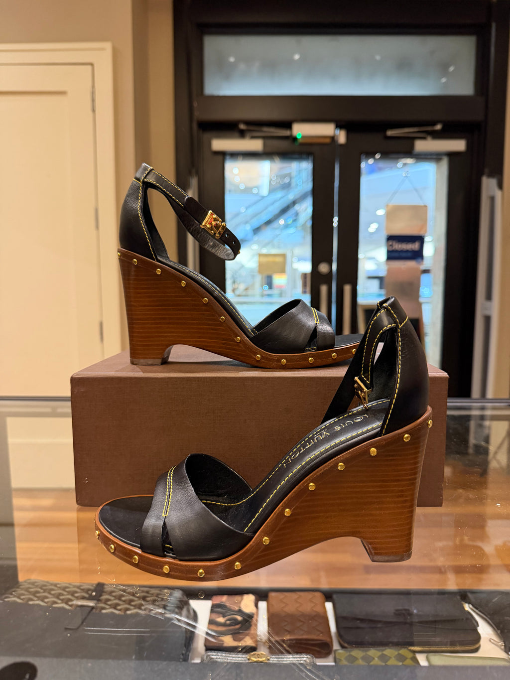 Louis Vuitton Wood Calfskin Vedette Heels - Black