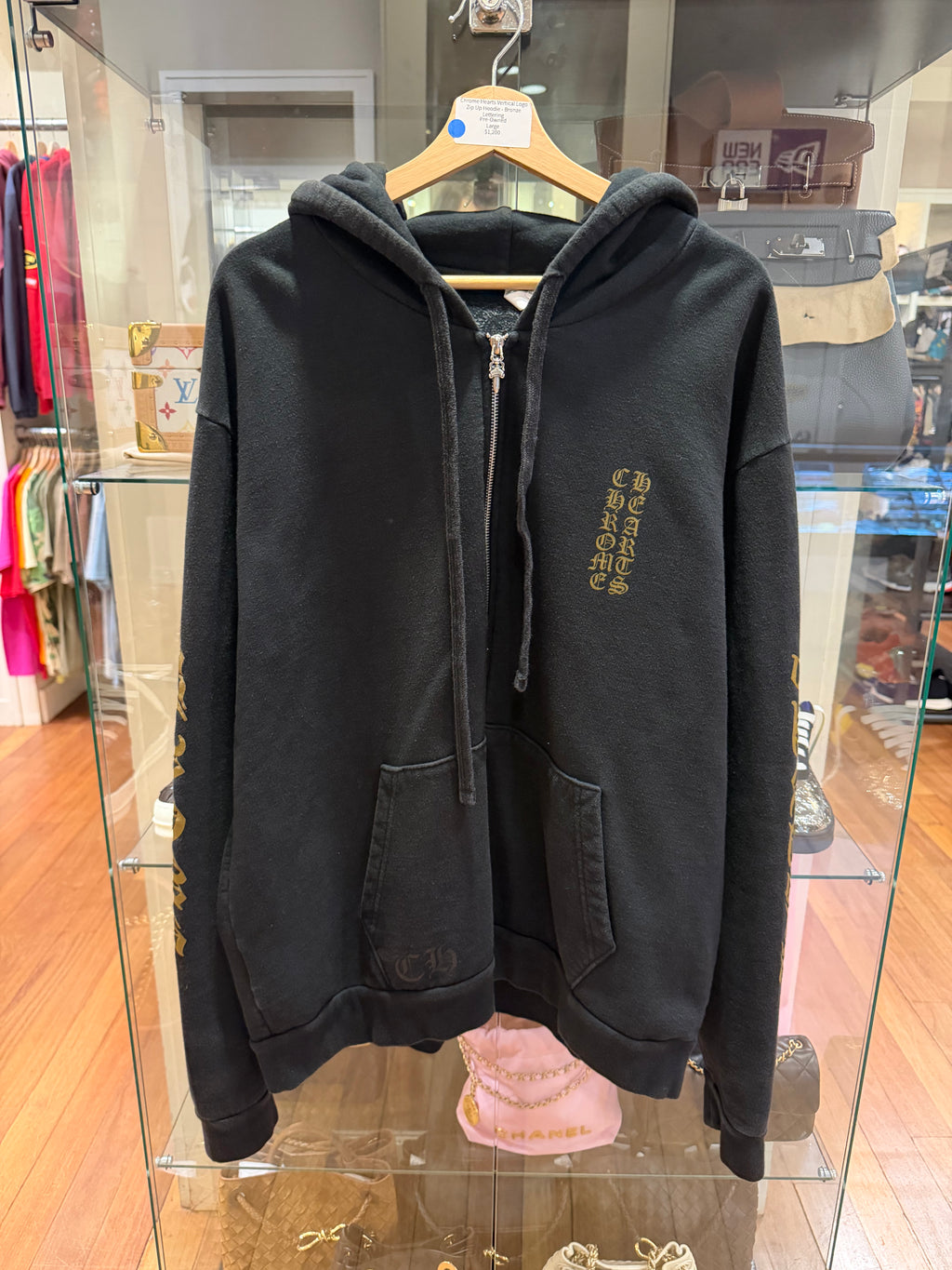 Chrome Hearts Vertical Logo Hoodie - Bronze Lettering