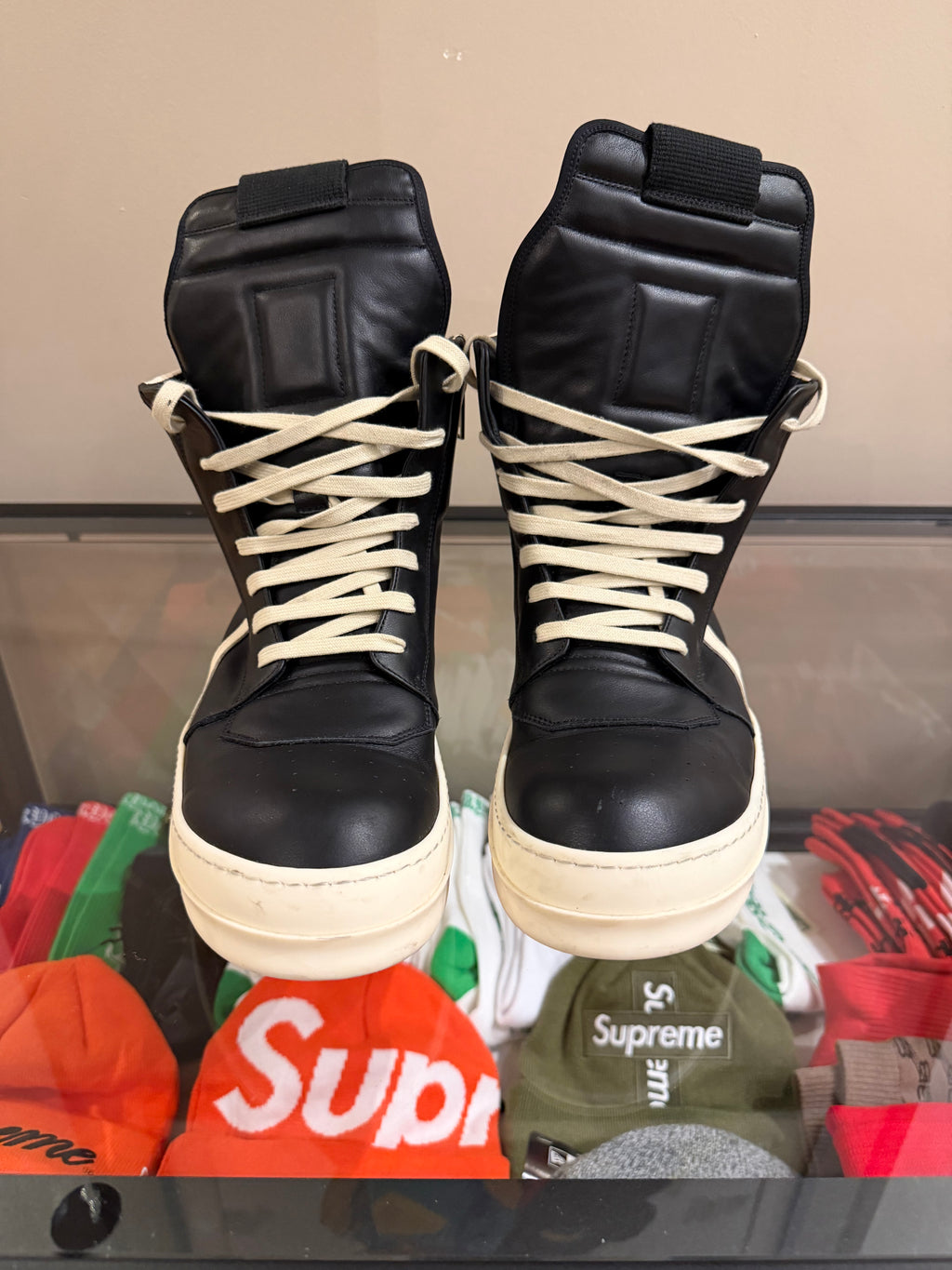 Rick Owens Geobasket - Black/White Leather