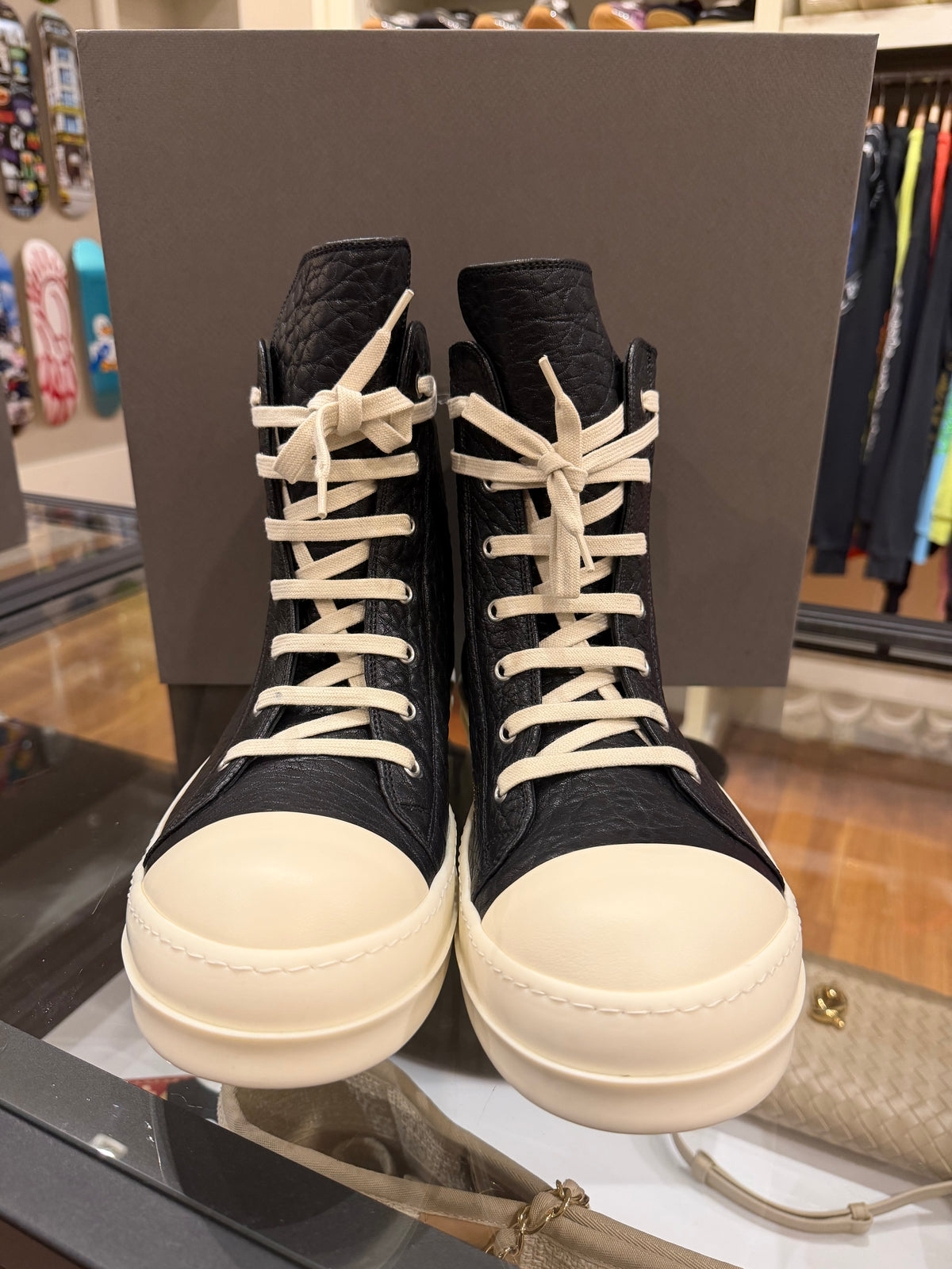 Rick Owens Ramone High Top - Pebbled Lambskin Black