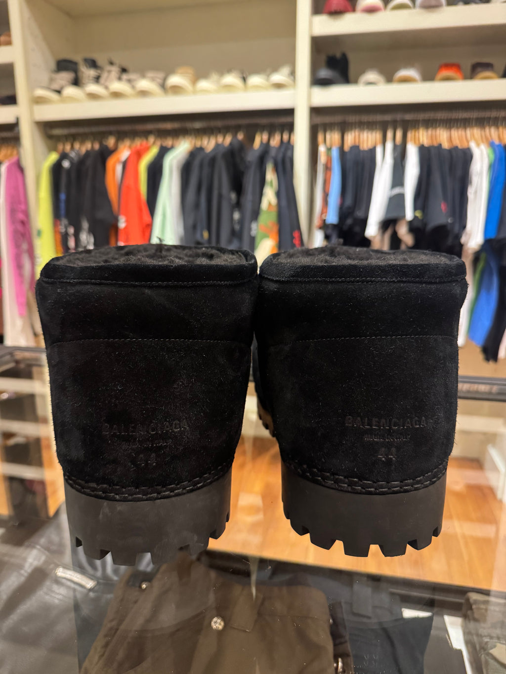 Balenciaga Alaskan Fur Suede Mega Boot - Black