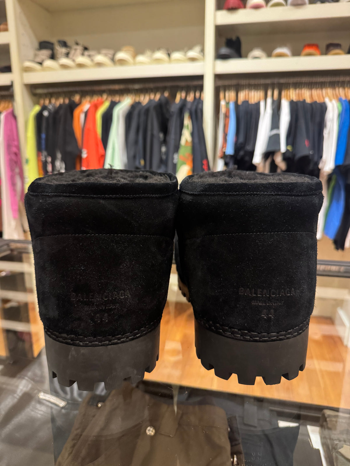 Balenciaga Alaskan Fur Suede Mega Boot - Black