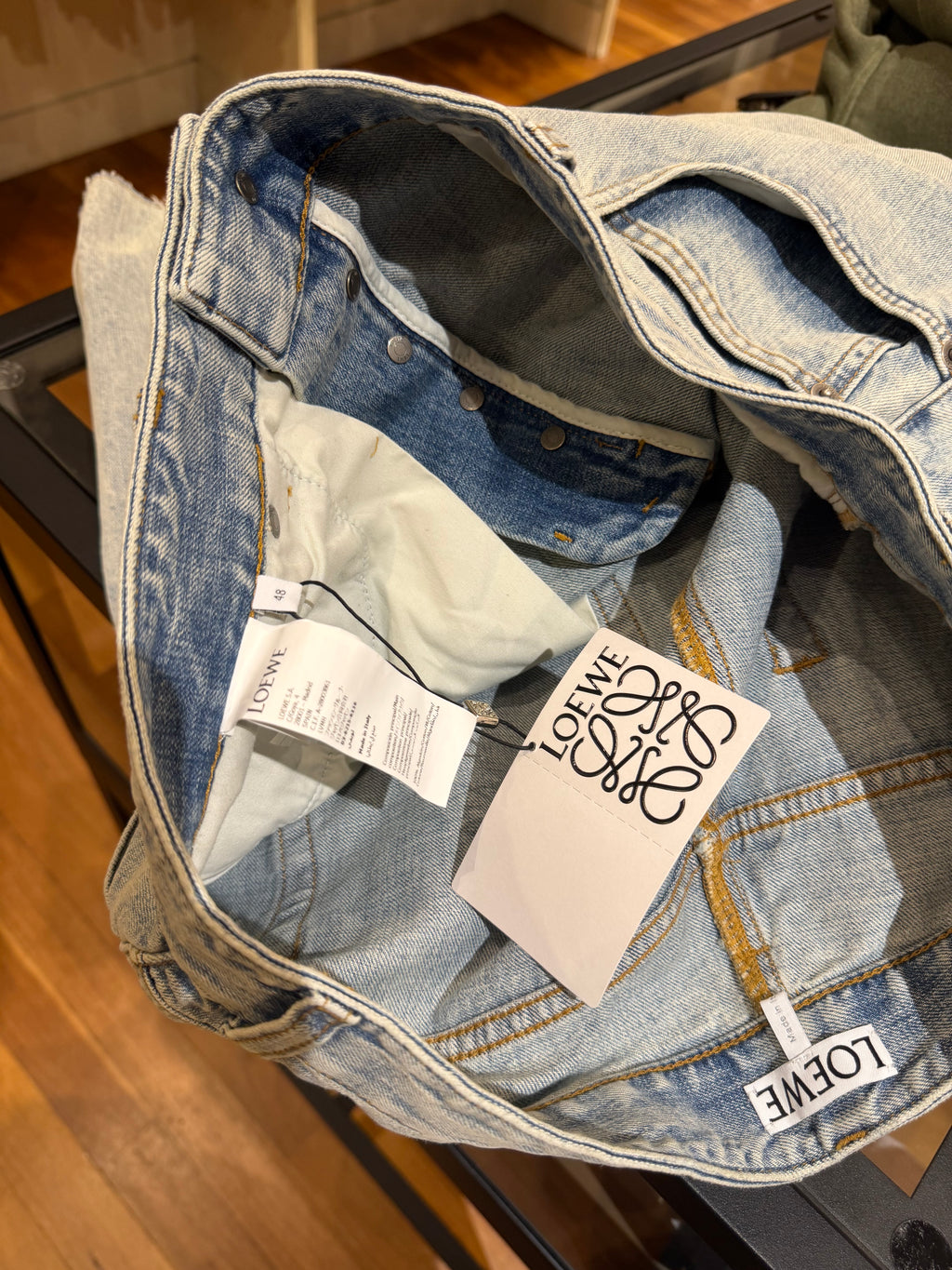 Loewe anagram denim cutoff shorts