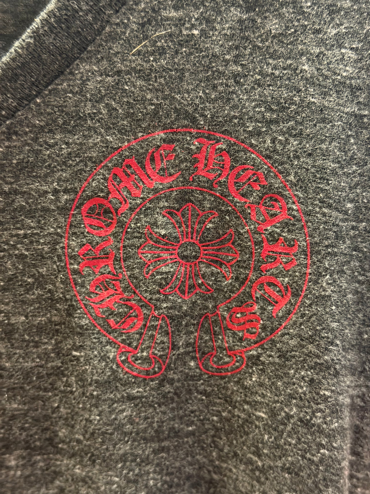 Chrome Hearts Horseshoe V-Neck - Grey/Red