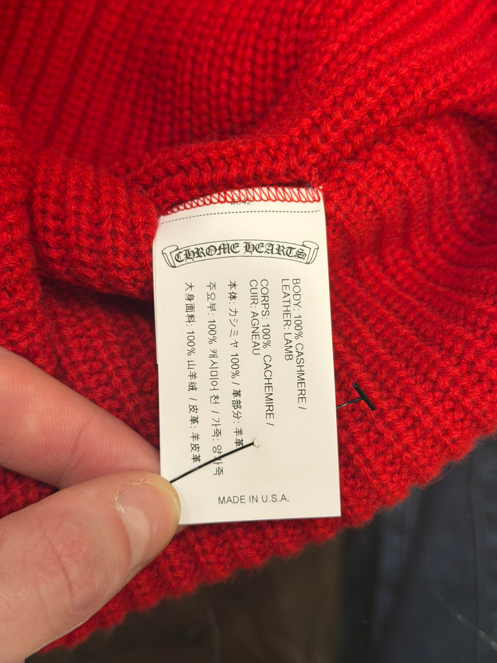 Chrome Hearts Star Patch Cashmere Beanie - Red