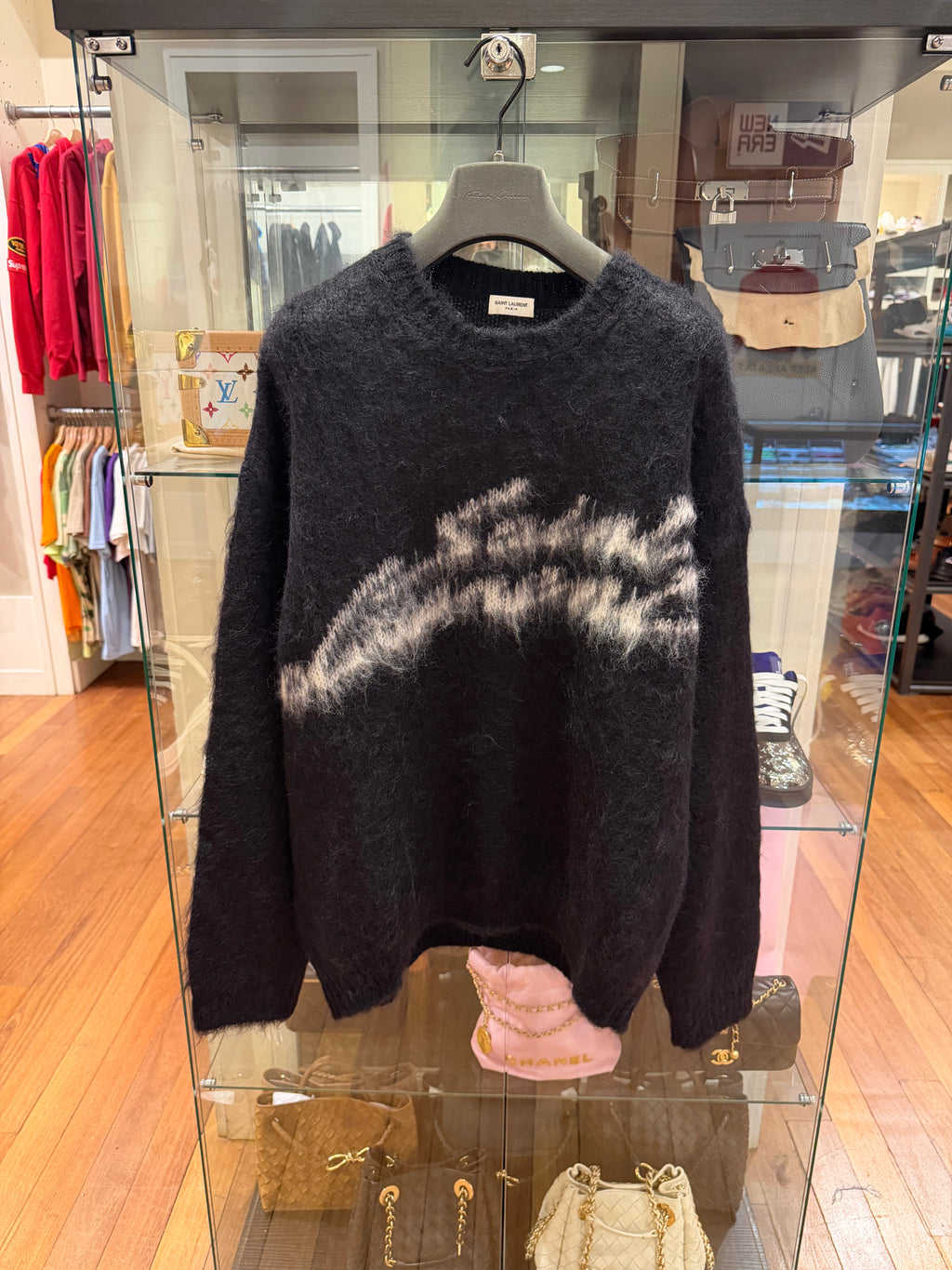 Saint Laurent Paris Mohair Sweater - Black/White
