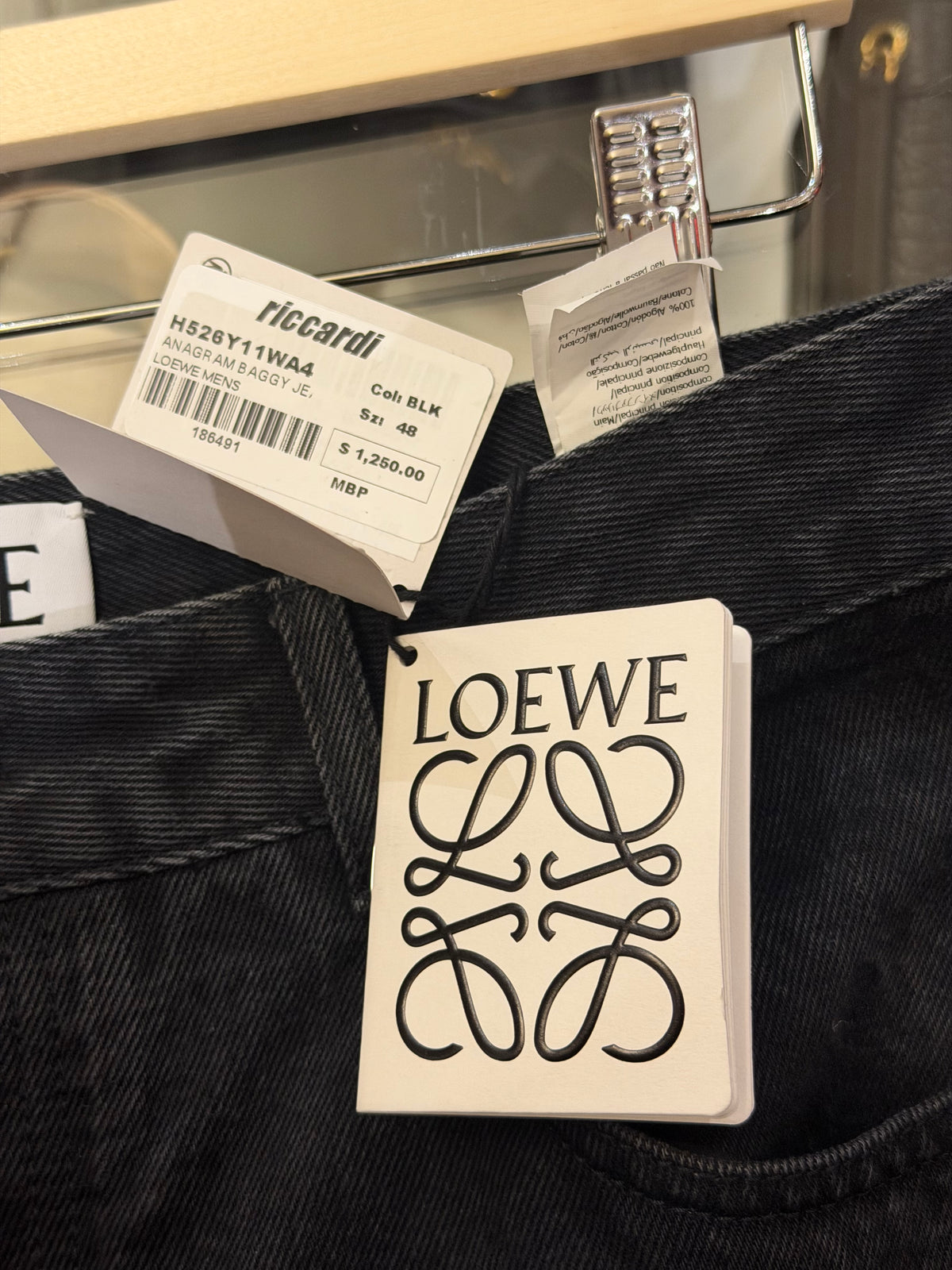 Loewe Anagram Baggy Denim Jeans - Black