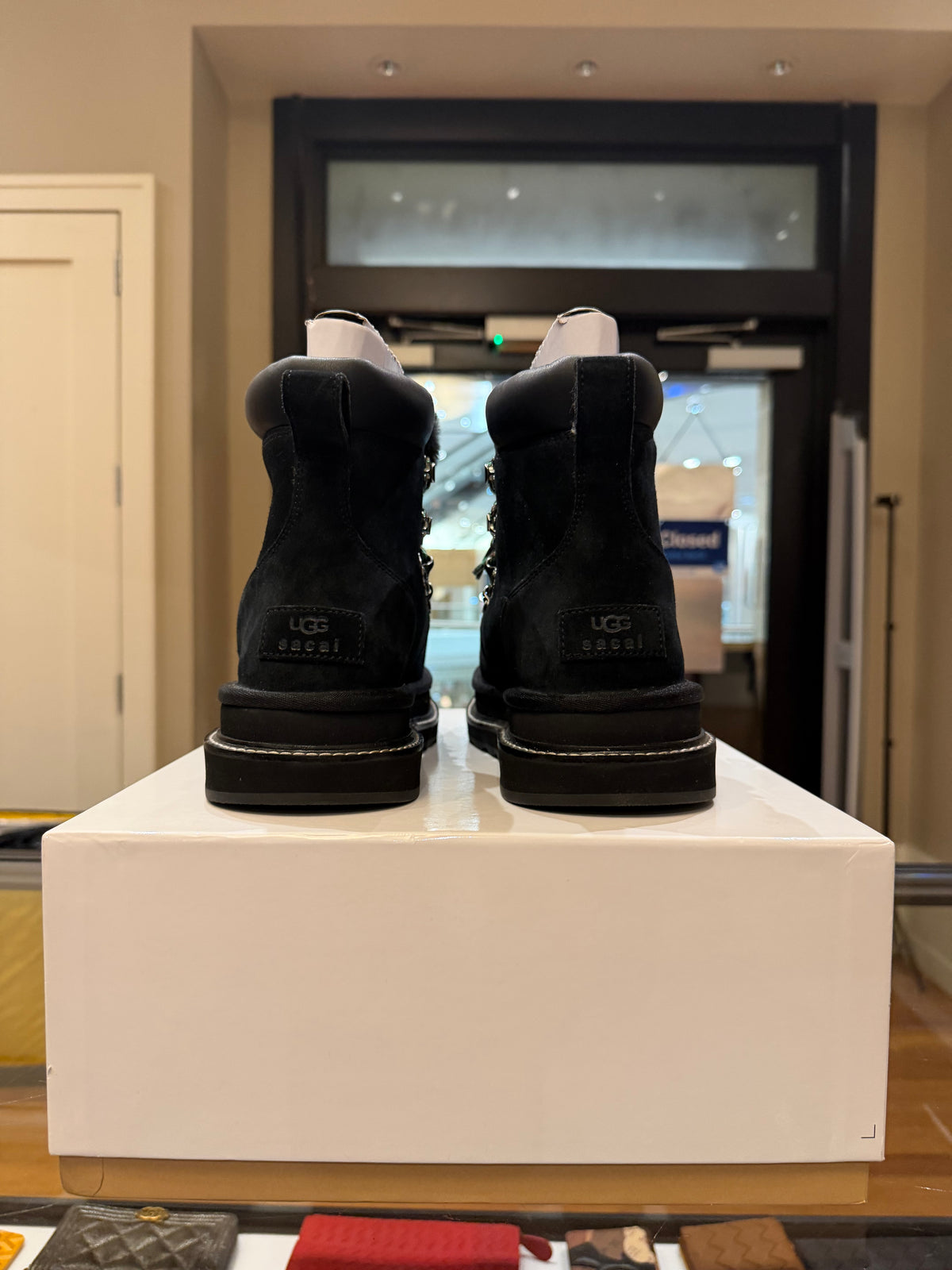 UGG x Sacai Suede & Shearling Hiking Boots - Black