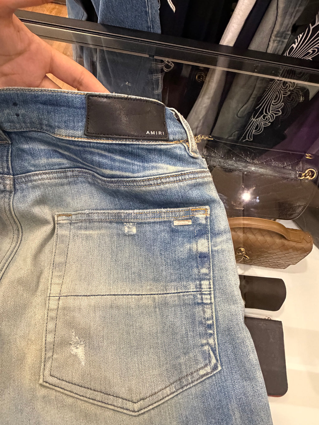 Amiri MX1 Blue White Tie-Dye
Patch Denim Jeans