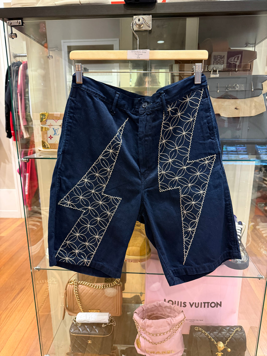 Kapital Thunder Sashiko Canvas Shorts - Indigo
