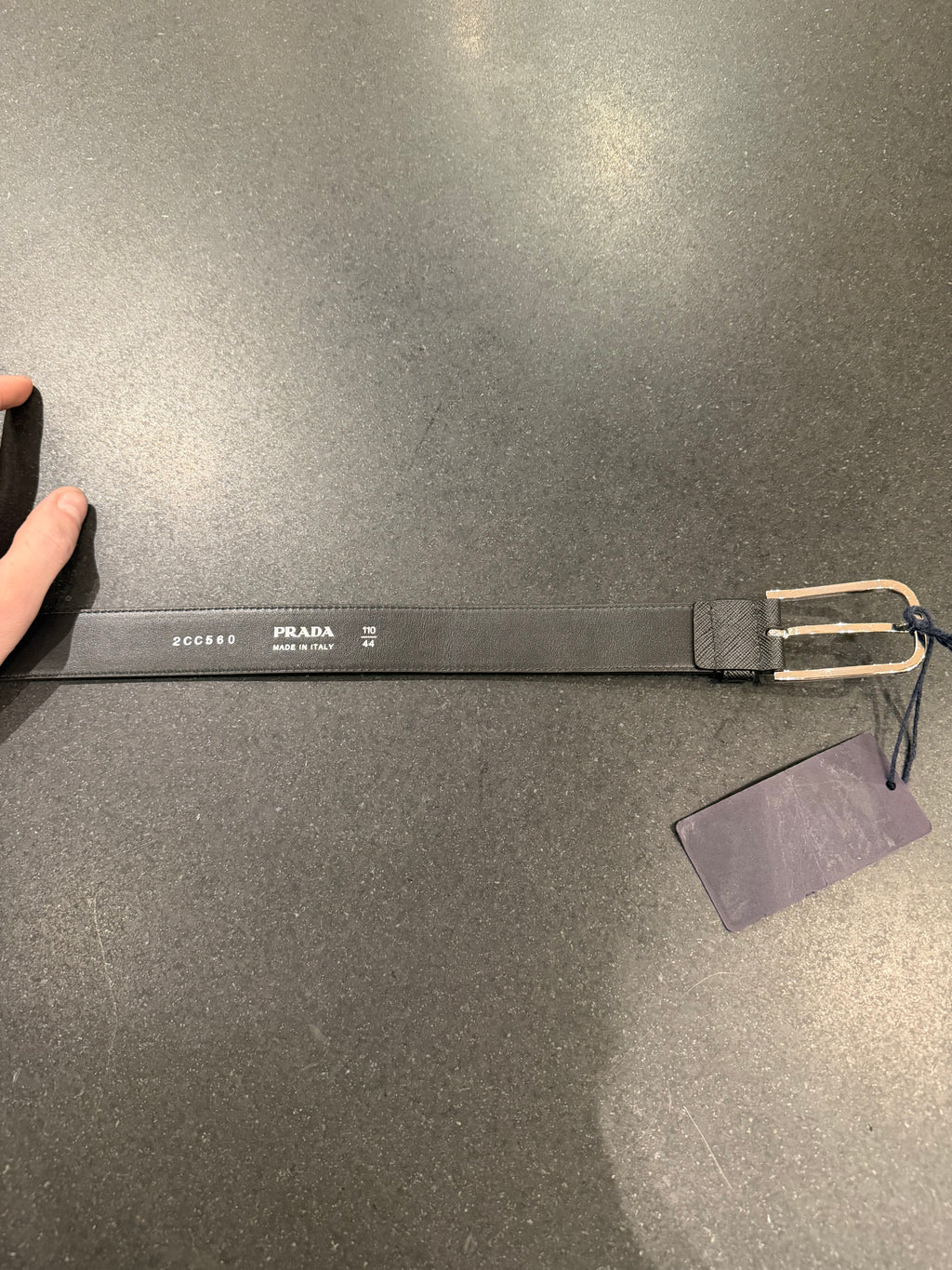 Prada Saffino Leather Belt - Black
