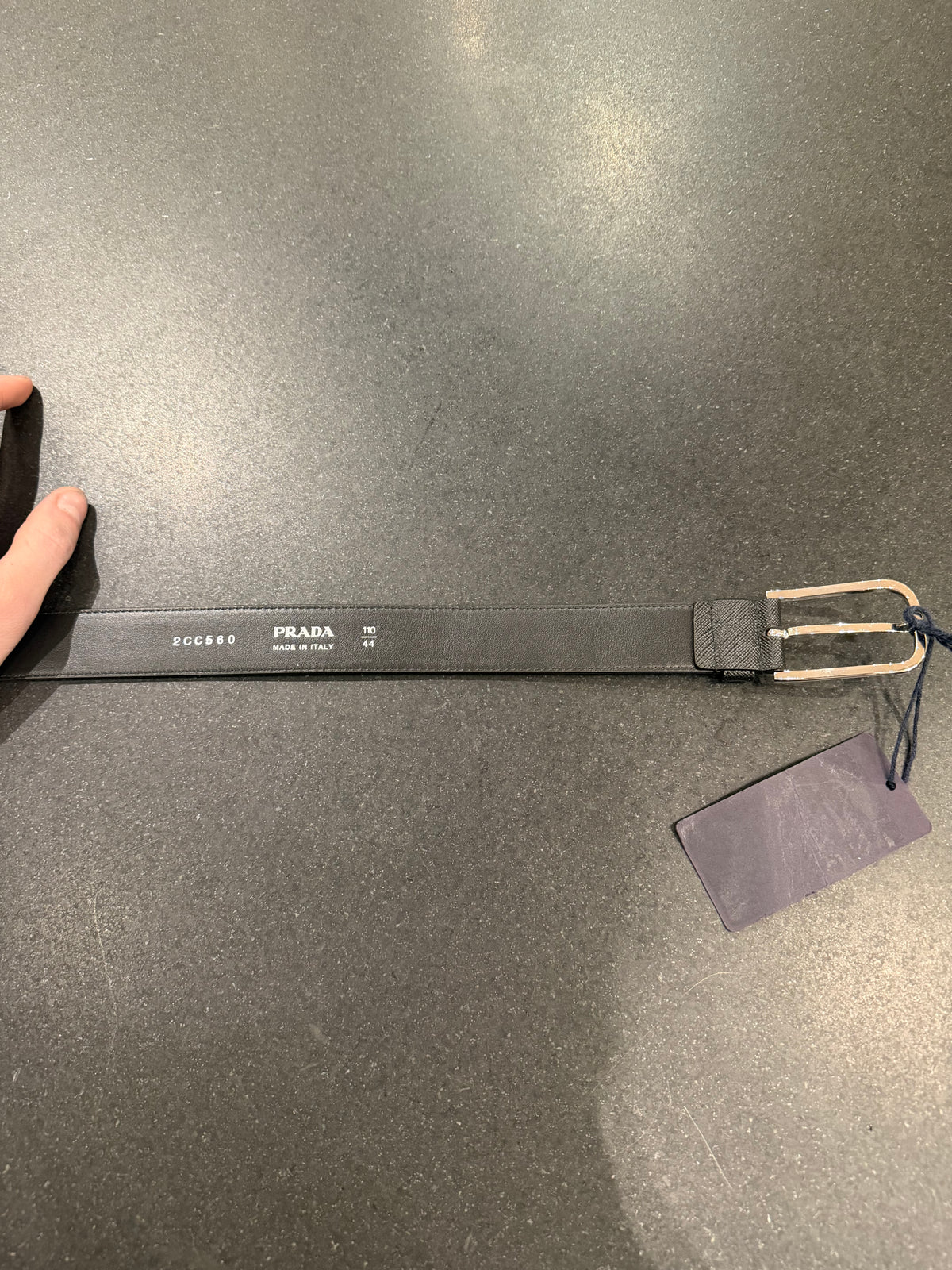 Prada Saffino Leather Belt - Black