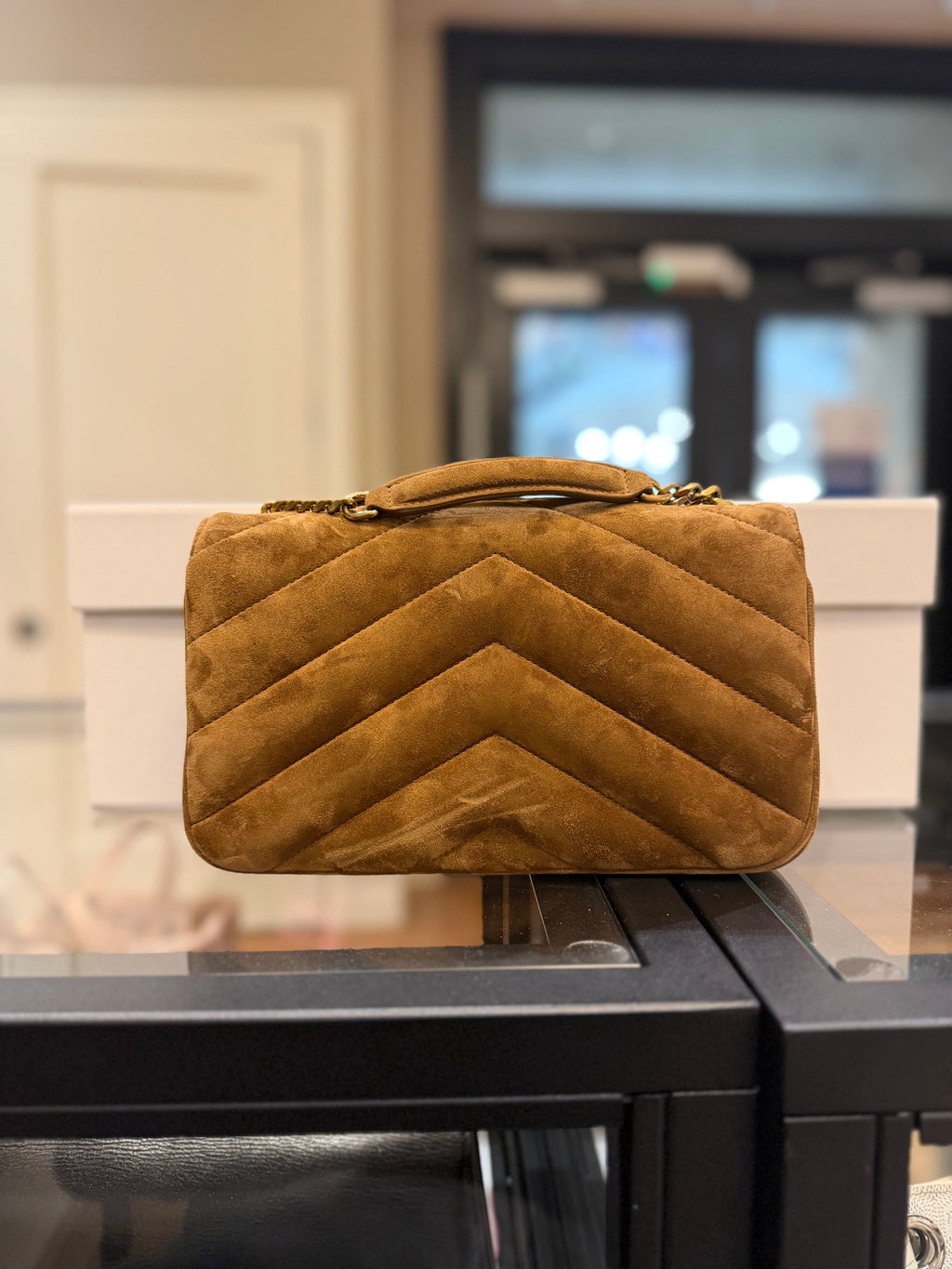 Saint Laurent LouLou Suede Medium Quilted Shoulder Bag
