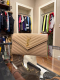 Saint Laurent Cassandre Matelassé Large Flap Wallet - Beige
