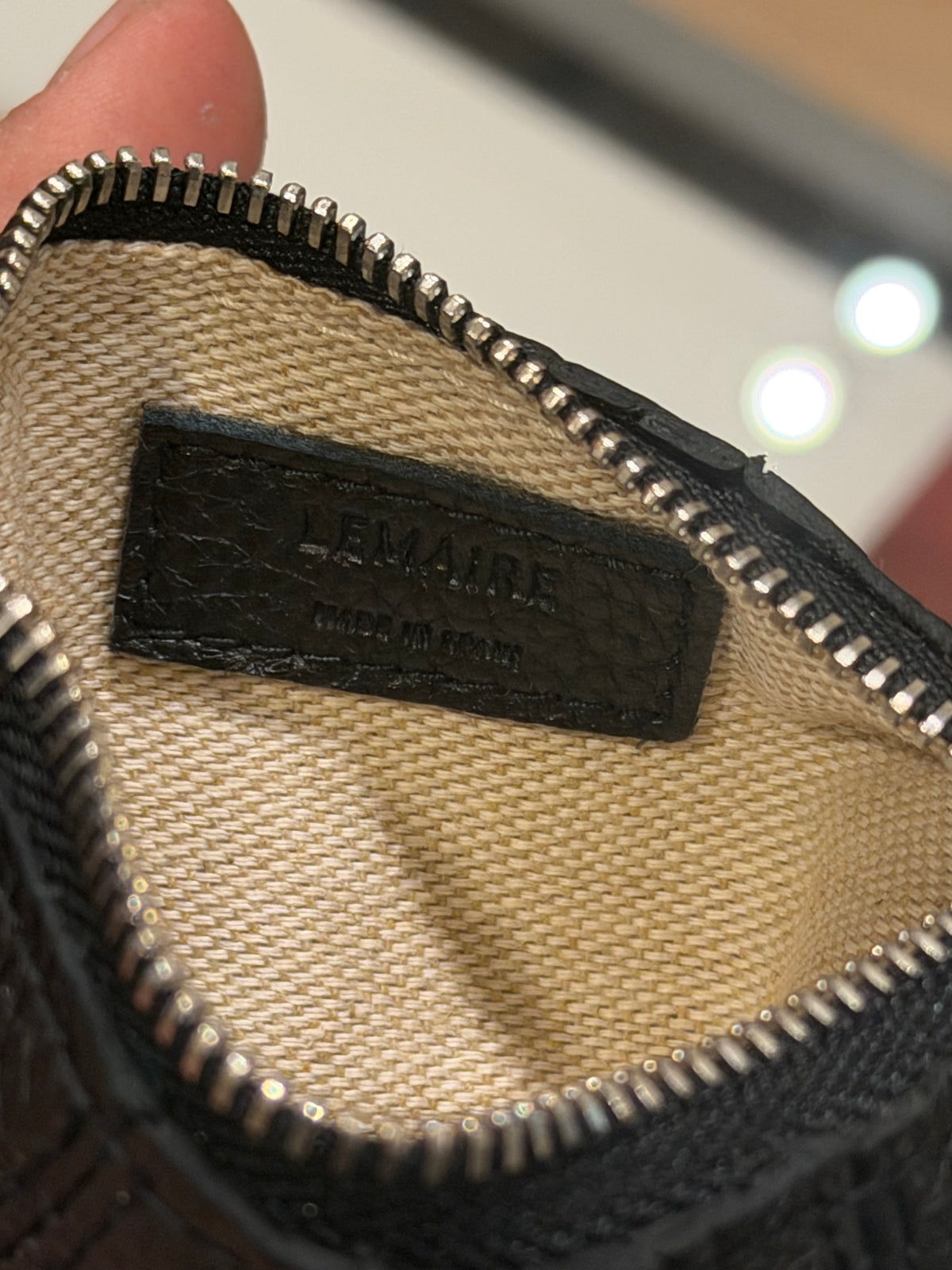 Lemair Mini Croissant Keyring In Black Leather
