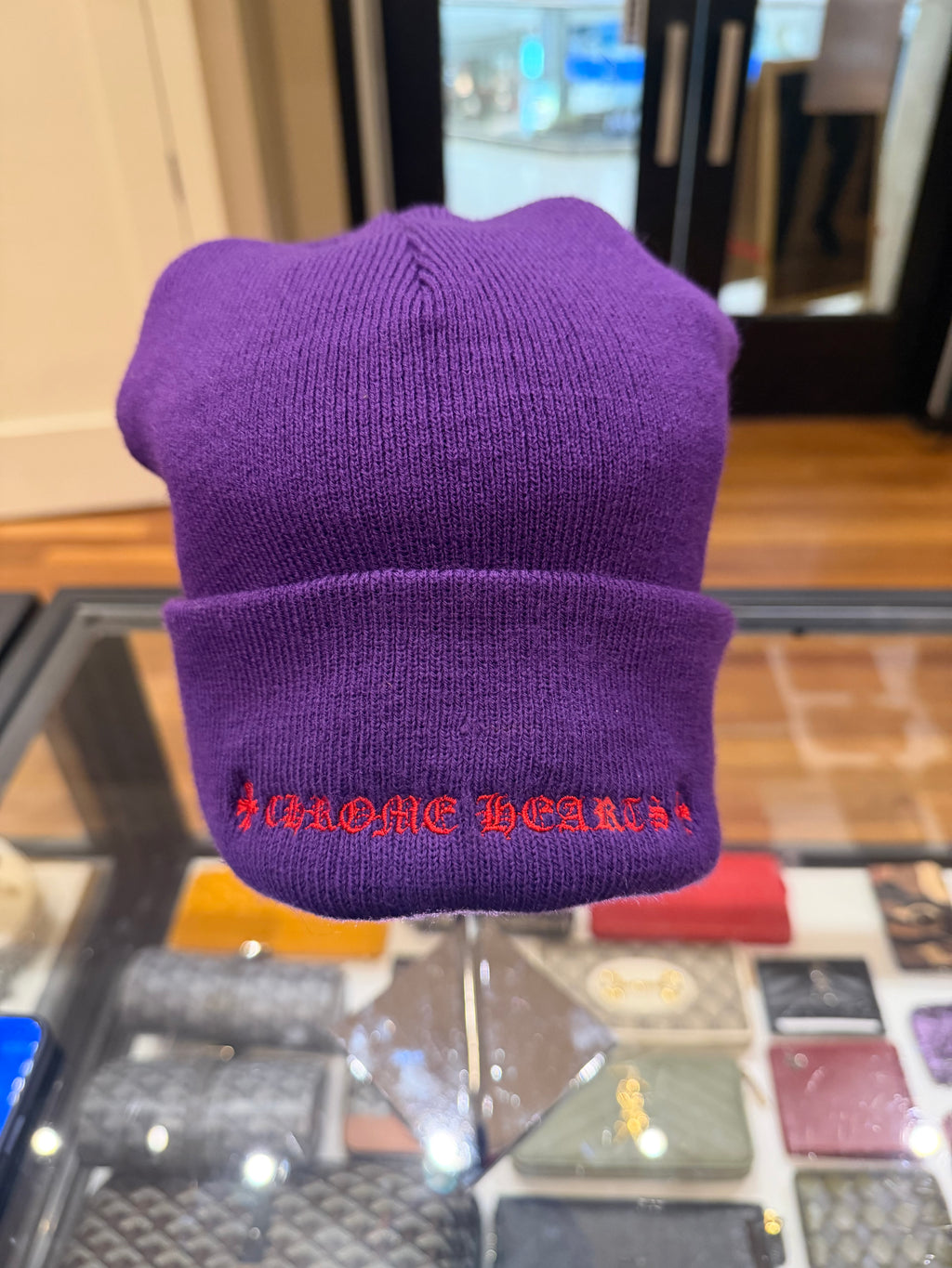 Chrome Hearts Cemetary Cross Logo Beanie - Purple