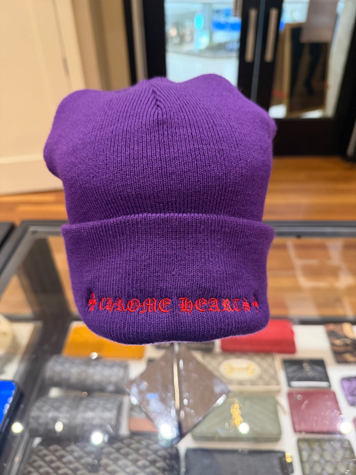 Chrome Hearts Cemetary Cross Logo Beanie - Purple