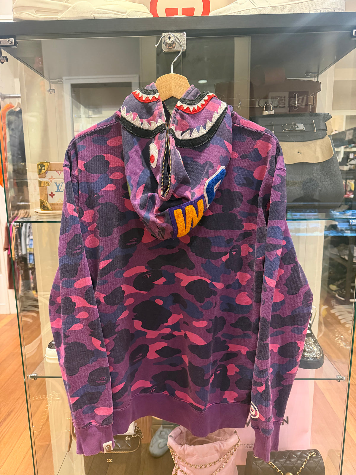 Bape Color Camo Shark Full Zip Hoodie - Purple