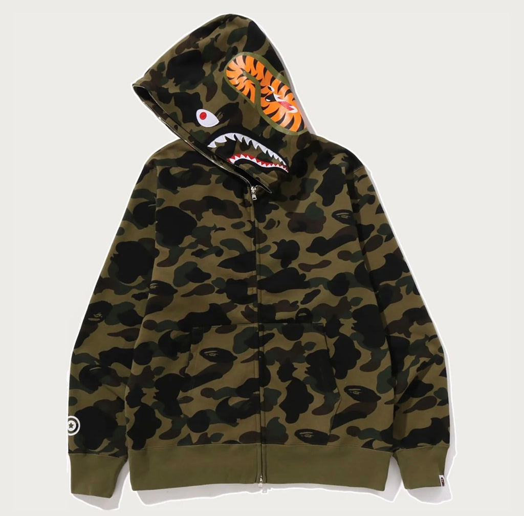 BAPE 1st Camo Shark Full Zip Hoodie - Green