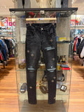 Amiri MX1 Distressed Studded Skinny Jeans - Baby Blue