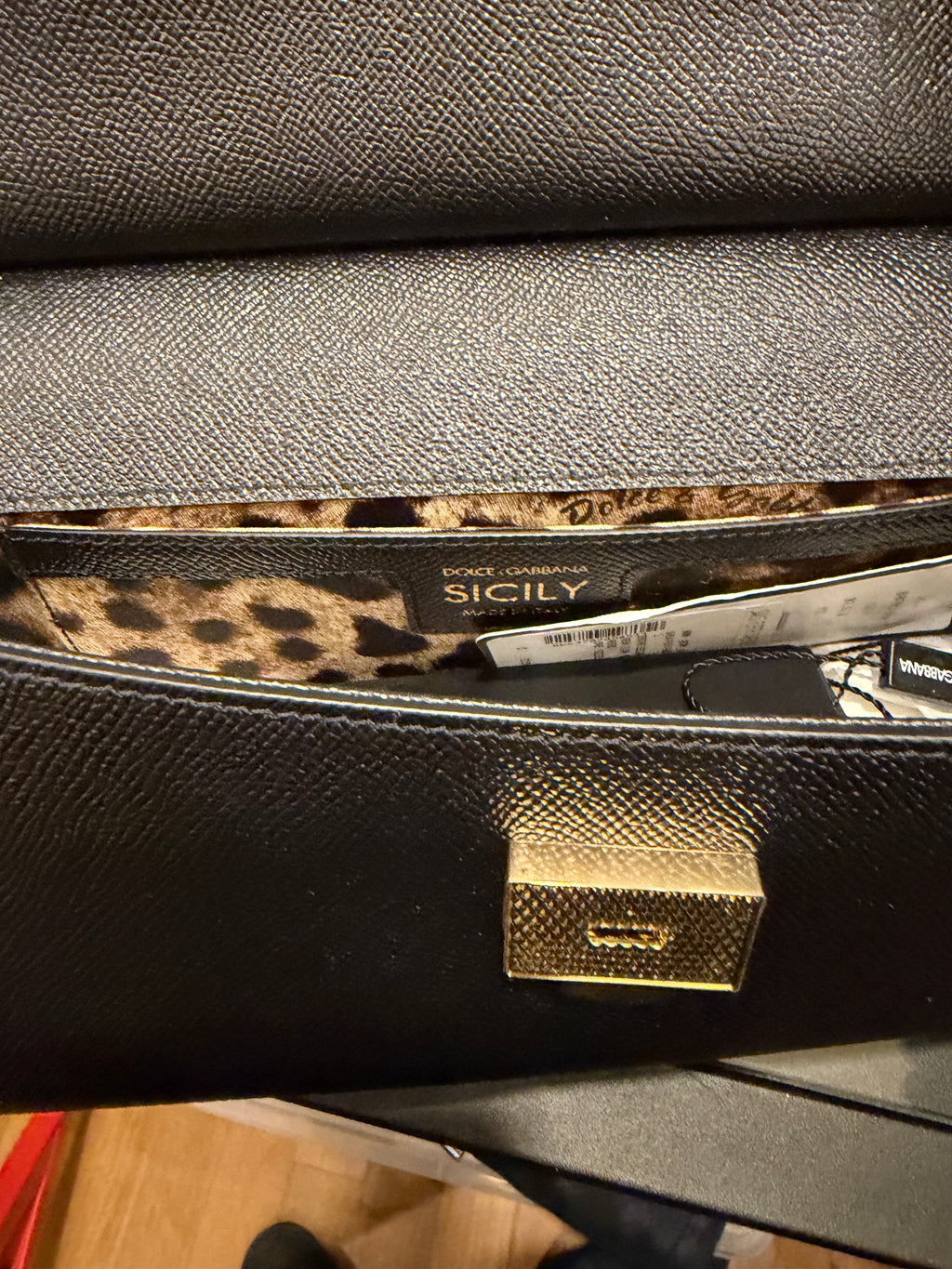 Dolce & Gabbana Sicily Leather Handle Bag - Black/Gold