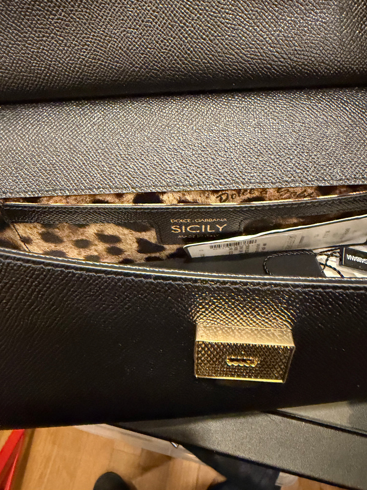 Dolce & Gabbana Sicily Leather Handle Bag - Black/Gold
