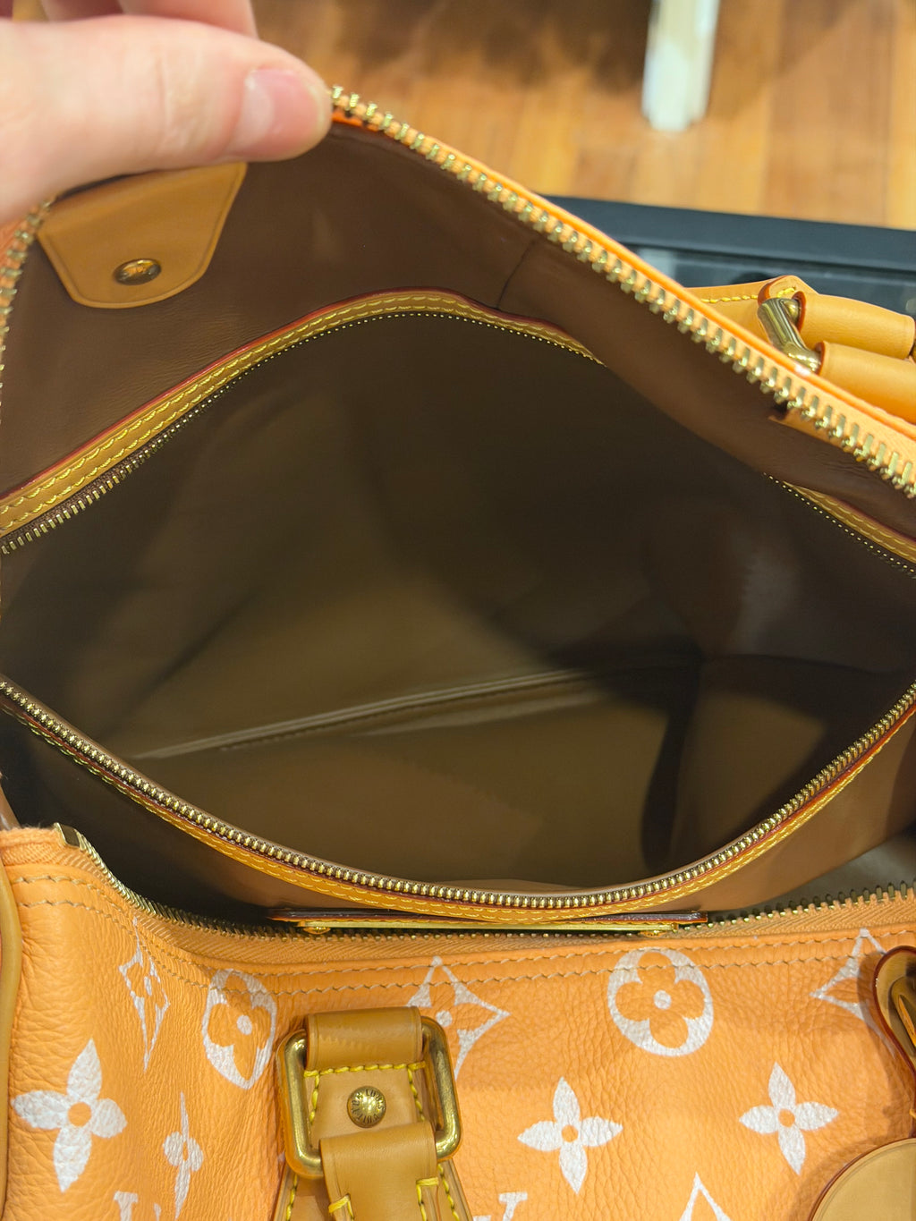 Louis Vuitton P9 Speedy 40 Peach Duffle Bag