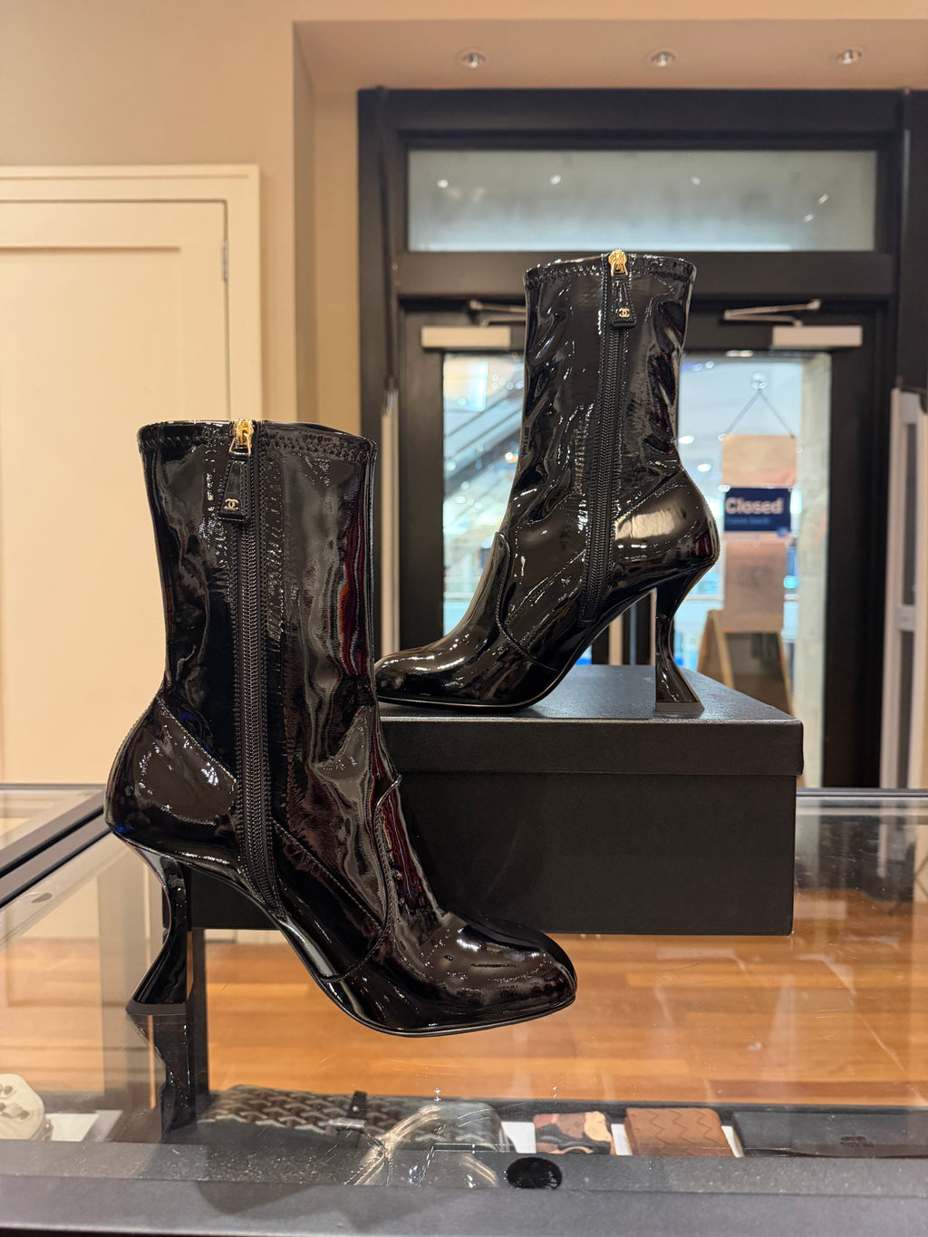 Chanel Patent Leather Ankle Boots - Black