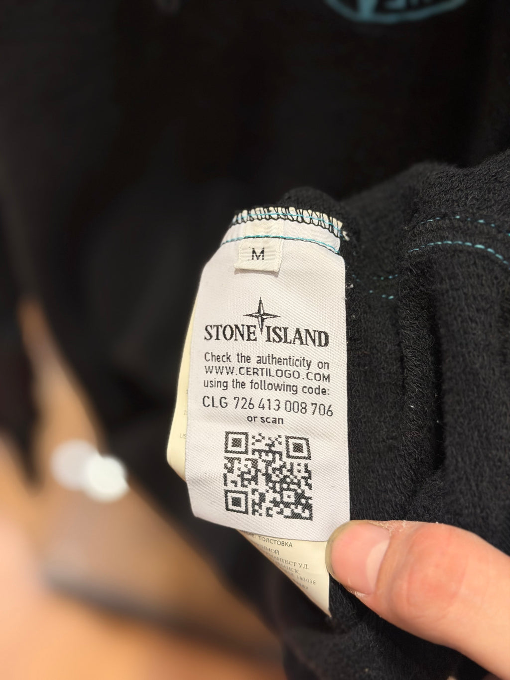 Stone Island Compass Print Contrast Stitch Hoodie - Black