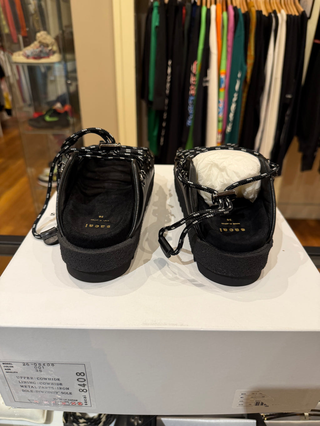 Sacai Lace-Up Platform Mules - Black