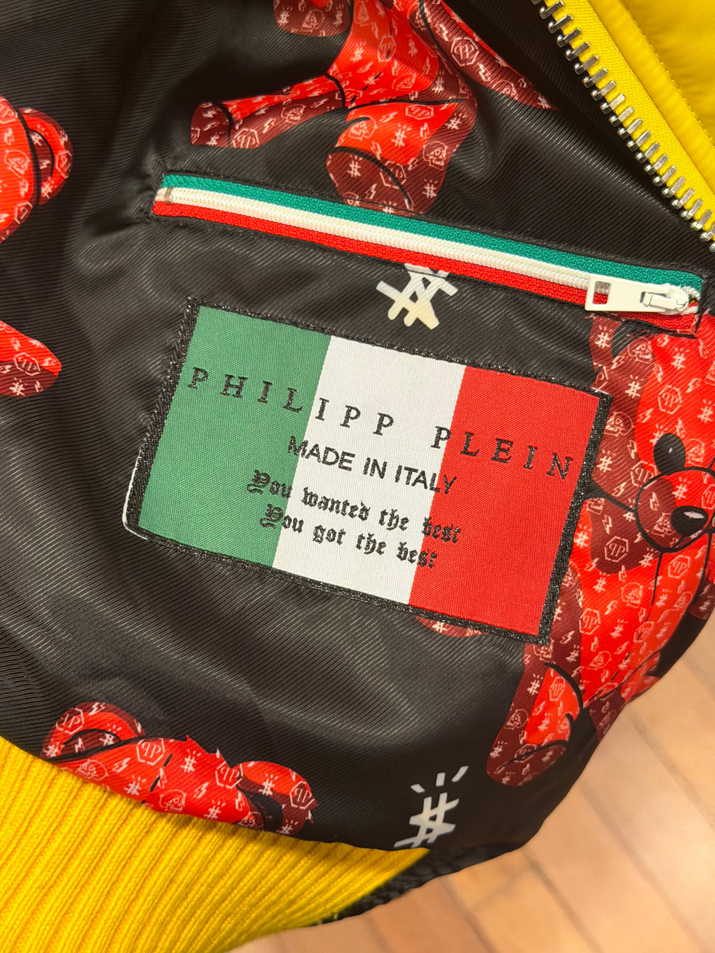 Phillip Plein Teddy Bear Bomber Jacket - Yellow