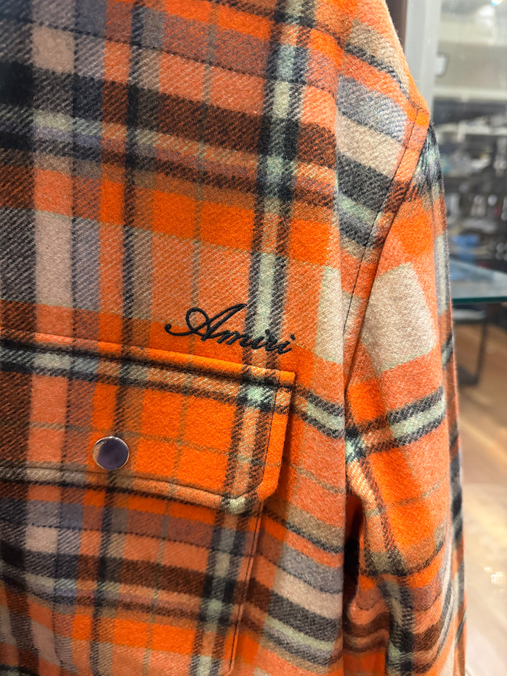 Amiri Wool Plaid Print
Overcoat - Orange / Black