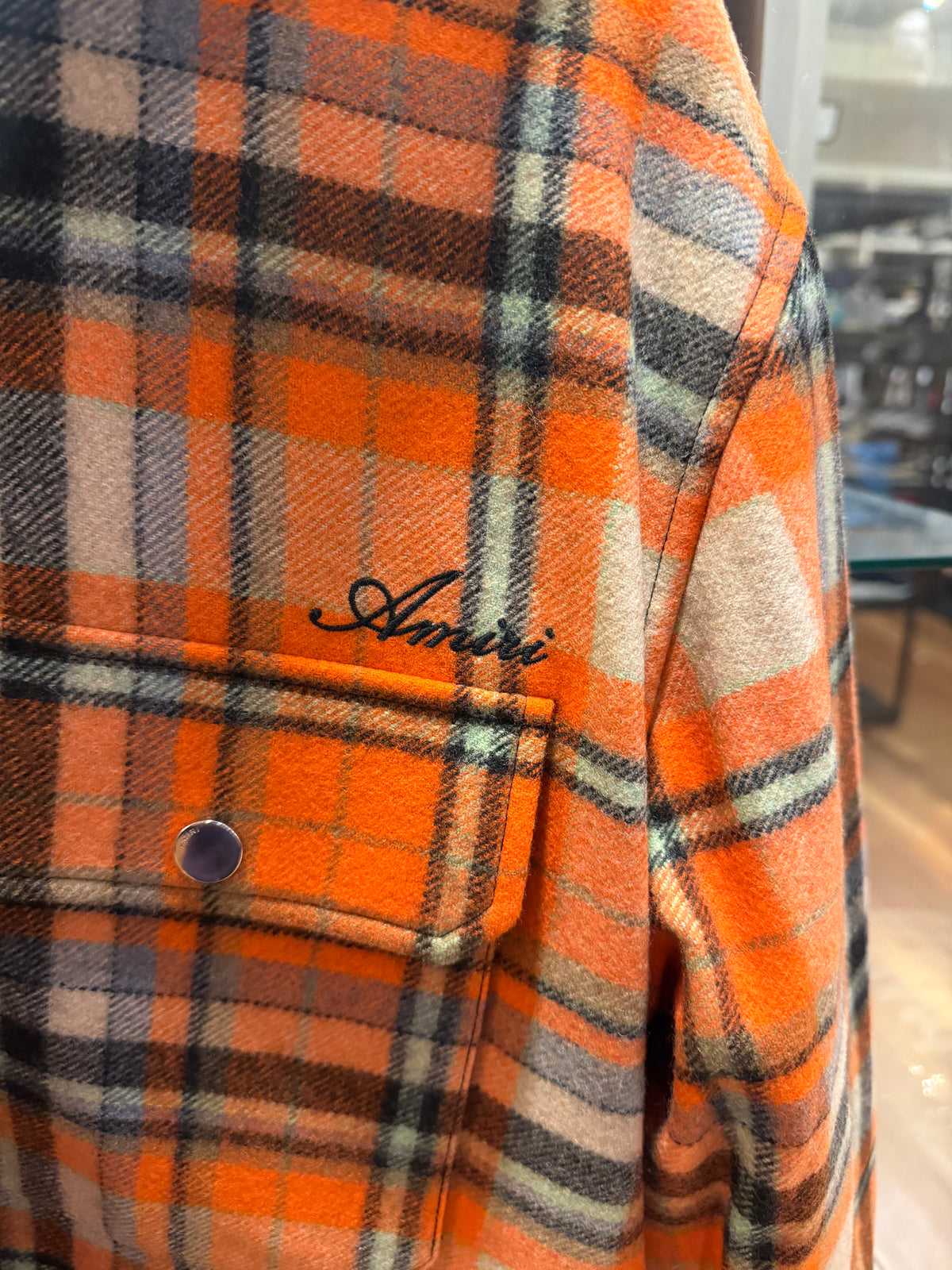 Amiri Wool Plaid Print
Overcoat - Orange / Black