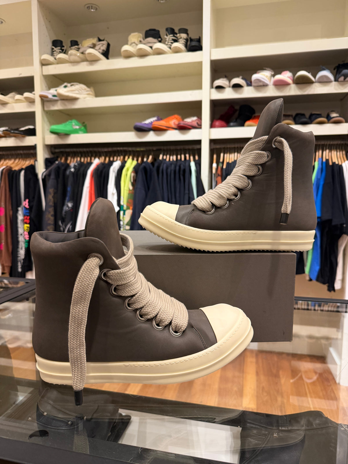 Rick Owens Padded Jumbo Laces - Grey Leather