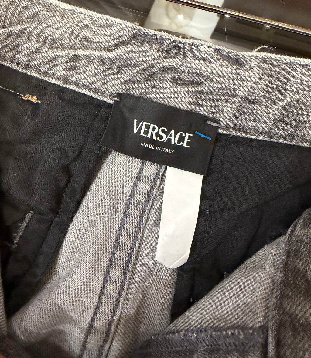 Versace Kids Panelled Straight-Leg Cargo Jeans - Grey