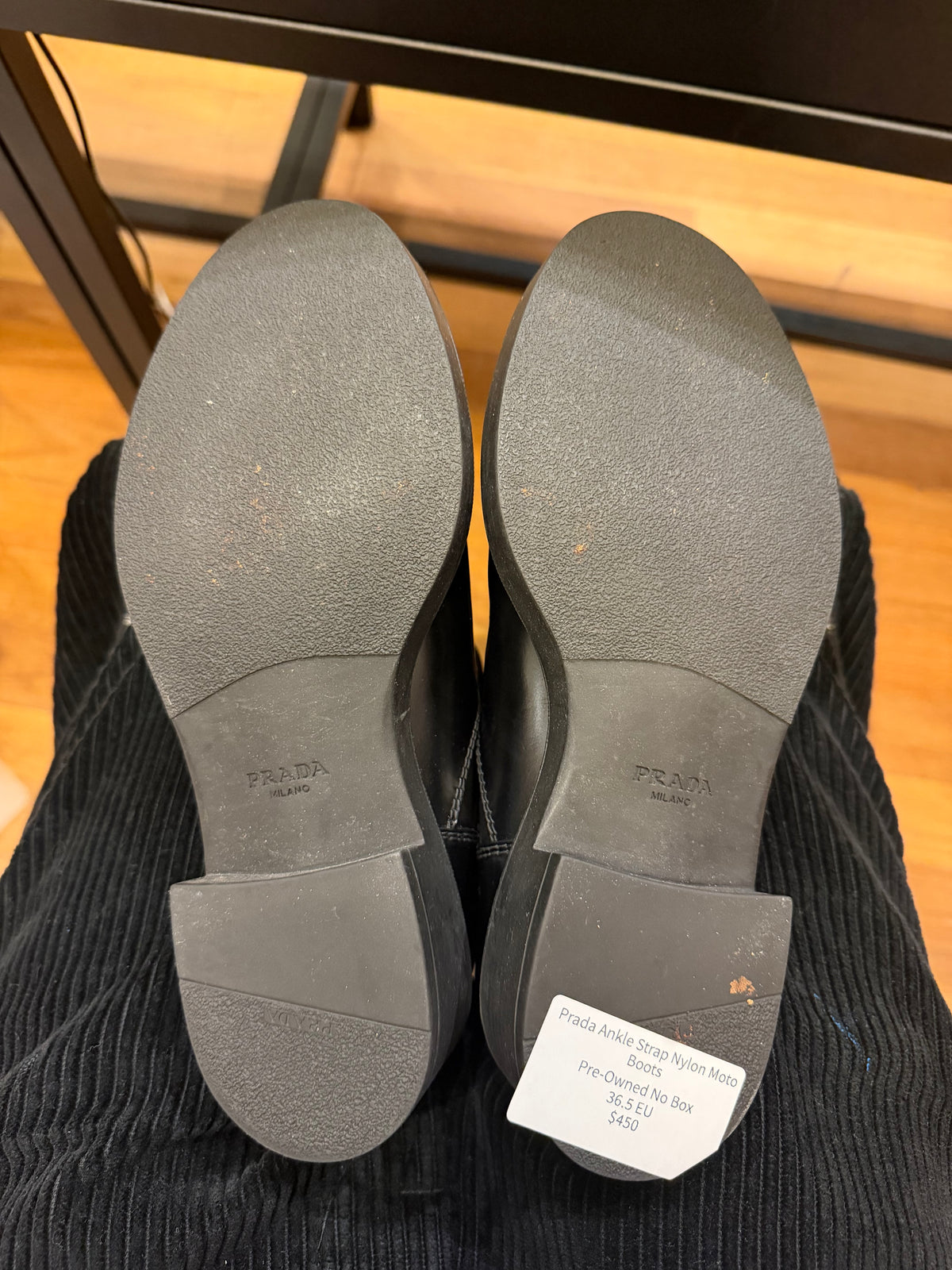 Prada Ankle Strap Nylon Moto Boots