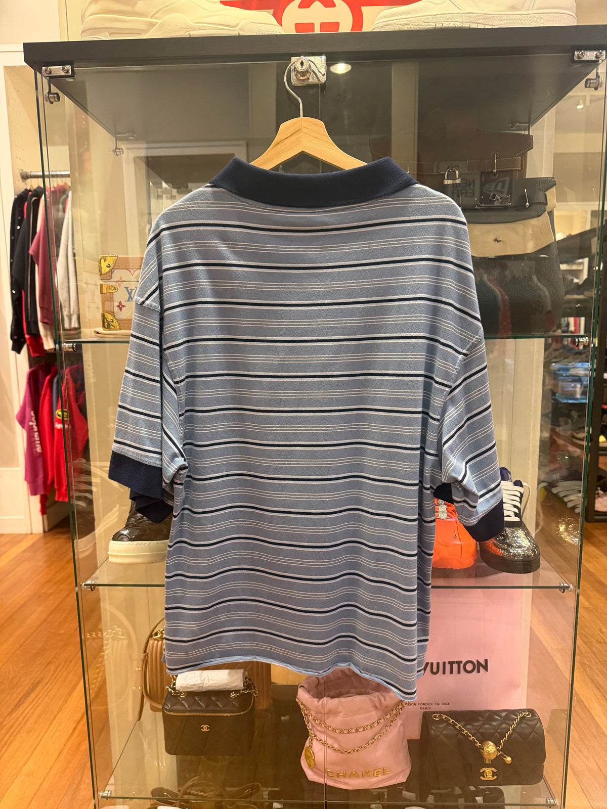 Martine Rose Striped Polo
Shirt - Blue