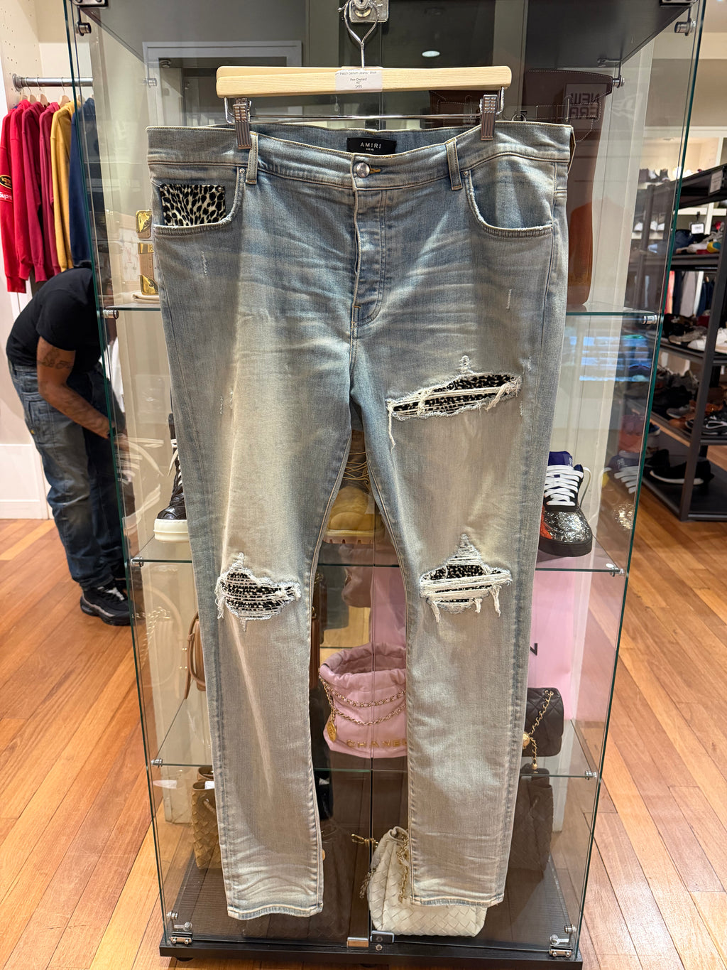 Amiri MX1 Leopard Velour Patch Denim Jeans