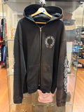Chrome Hearts Horseshoe Floral Sleeve Dagger Zip Up Hoodie - Black