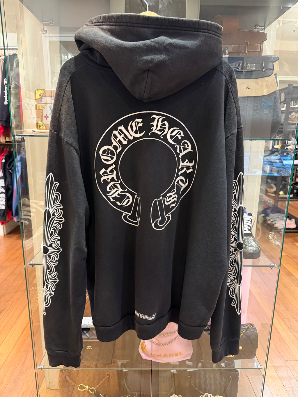 Chrome Hearts Horseshoe Floral Sleeve Dagger Zip Up Hoodie - Black
