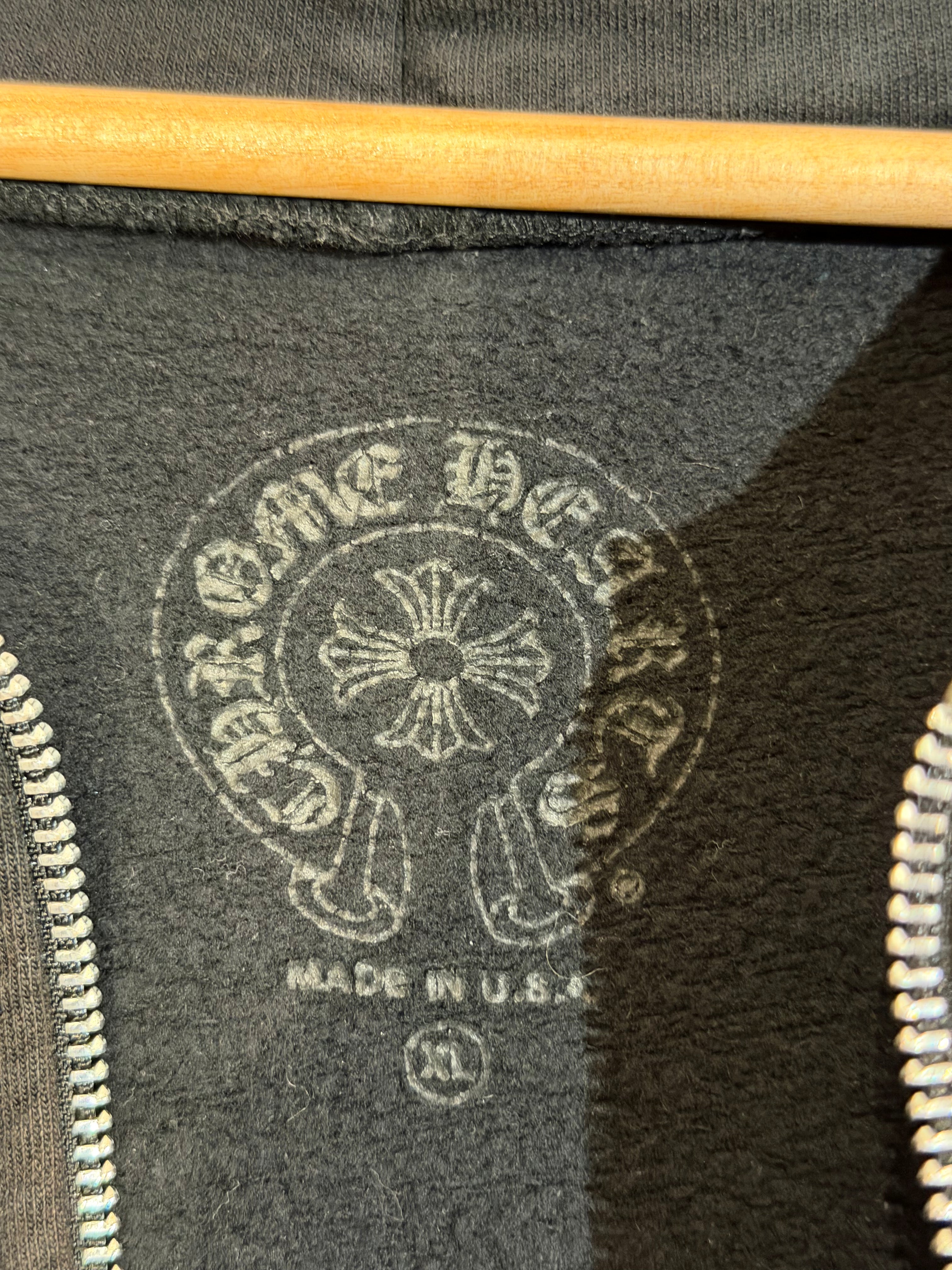 Chrome Hearts Horseshoe Floral Sleeve Dagger Zip Up Hoodie - Black