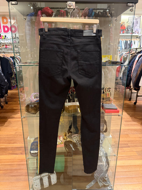 Amiri Gold Glitter Track Denim Jeans