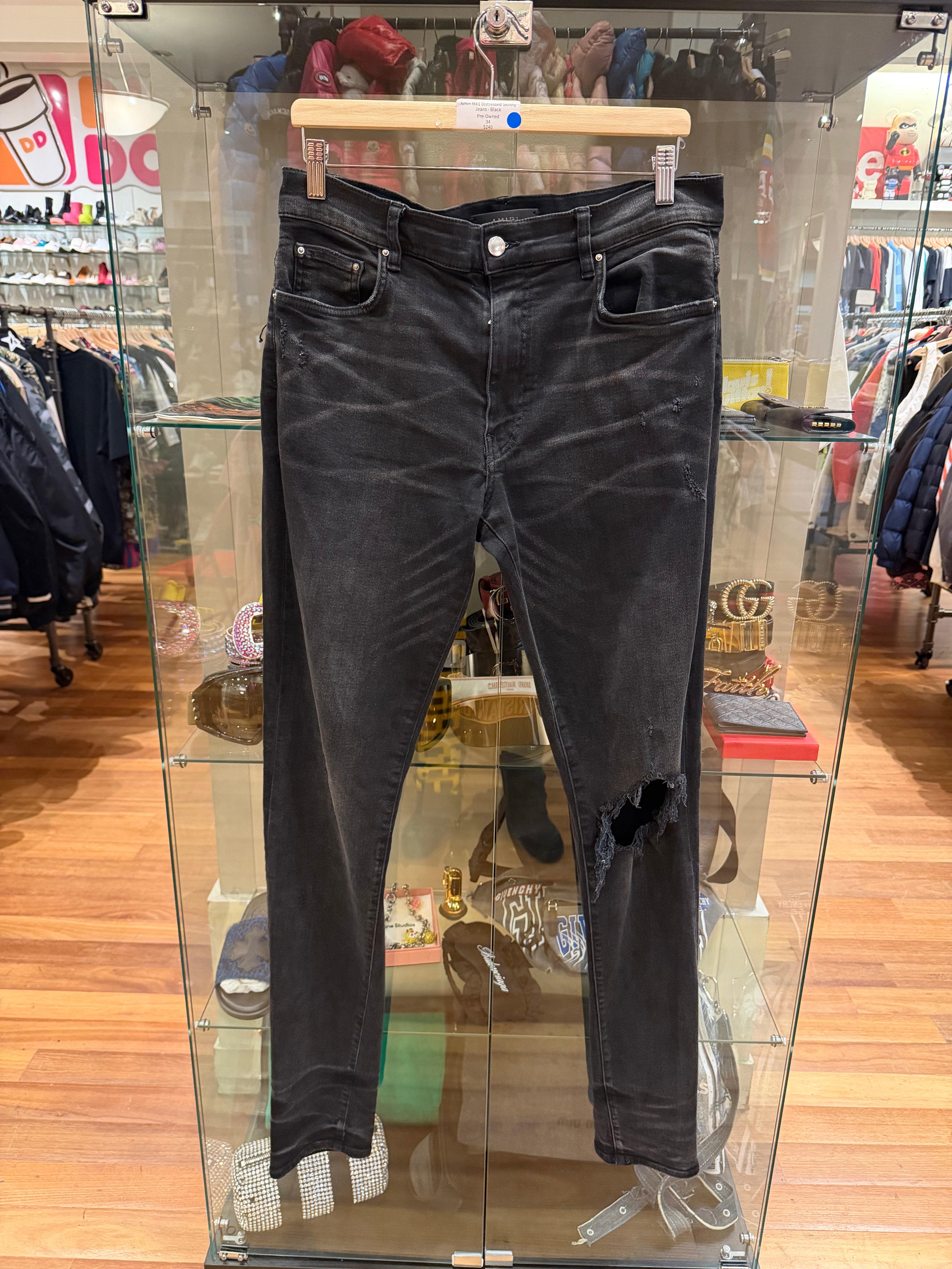 Amiri MX1 Distressed Skinny Jeans - Black